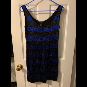 NWT INC Blue & Black Sequin Sleeveless Dress - SM